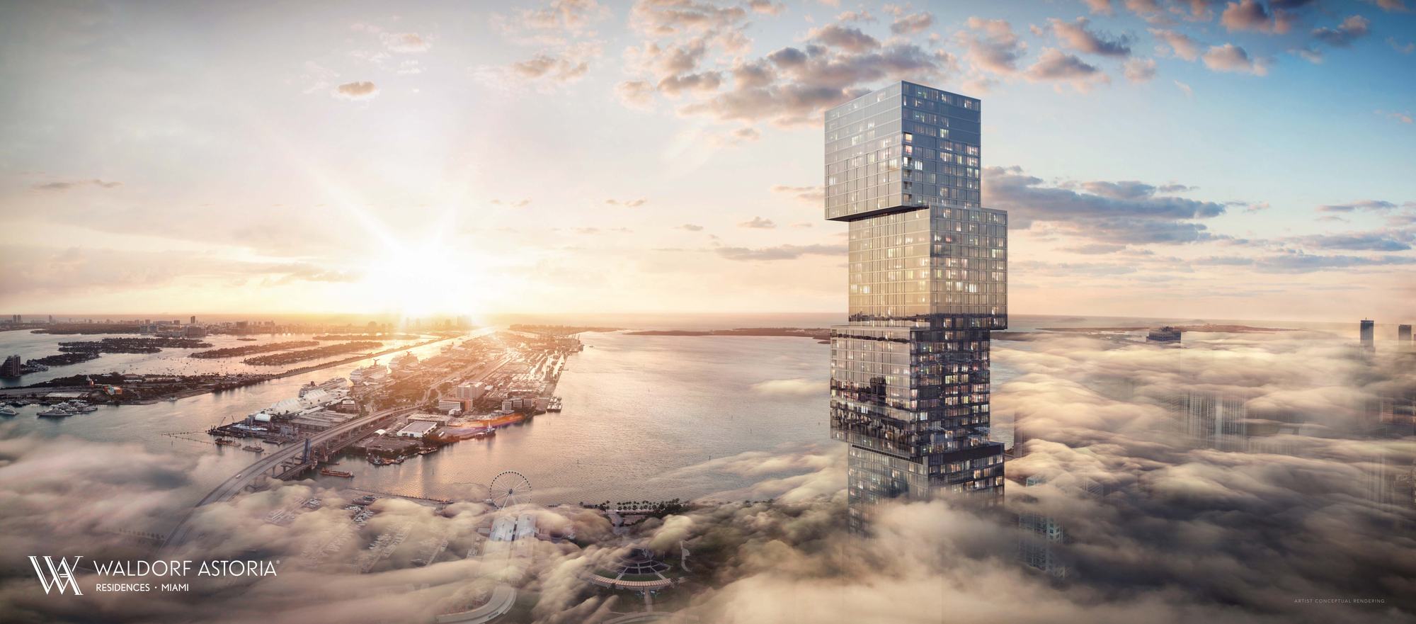 Daytime panorama of the tower along the bay